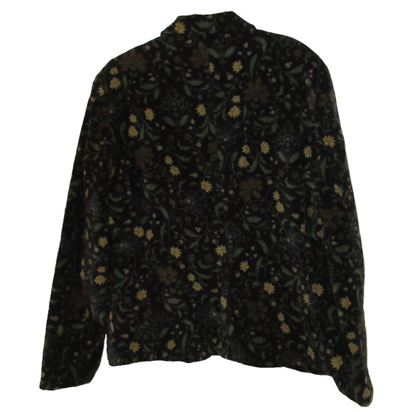 VTG Lands End Blazer Jacket Women's M Velveteen Blue Floral Print Button Front - Picture 2 of 8